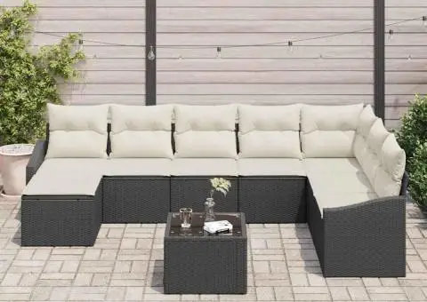 Set de canapea cu 8 piese și perne din ratan poli brown - 3/5