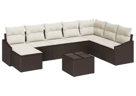 Set Canapea Grădină 8 Piese cu Perne Bej Ratan Poli - 2/5