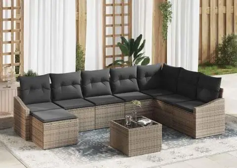 Set canapea grădină de 8 piese cu perne Ratan Poli Black - 1/5