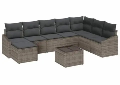 Set canapea grădină de 8 piese cu perne Ratan Poli Black - 2/5