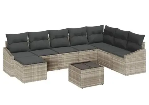 Set canapea grădină cu perne gri din ratan poli - 2/5