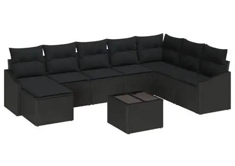 Set de canapea de grădină cu perne bej din poliratan - 2/5