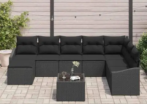 Set de canapea de grădină cu perne bej din poliratan - 3/5