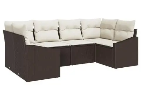 Set de canapea de grădină cu perne maro din ratan poli - 2/5