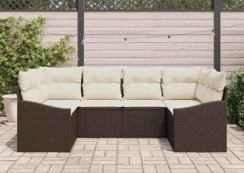Set de canapea de grădină cu perne maro din ratan poli - 3/5