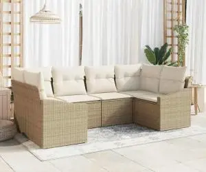 vidaXL Set de Canapea de Grădină cu Perne Bej din Ratan Poli