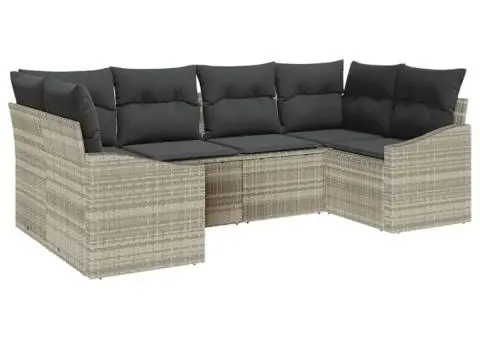 Set canapea de grădină cu perne gri deschis din poli ratan - 2/5