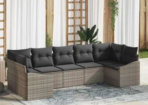 Setul de canapea de grădină cu perne Gri din poliratan - 1/5