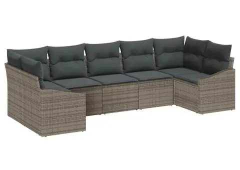 Setul de canapea de grădină cu perne Gri din poliratan - 2/5