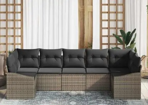 Setul de canapea de grădină cu perne Gri din poliratan - 3/5