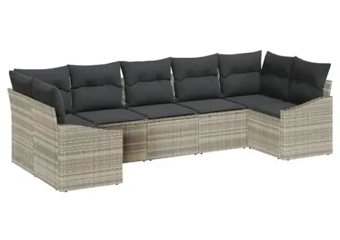 Set de canapele de grădină cu 7 piese și perne Bej Ratan PE - 2/5