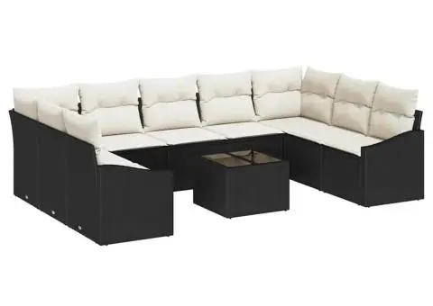 Set de canapea pentru grădină cu perne maronie din ratan sintetic - 2/5