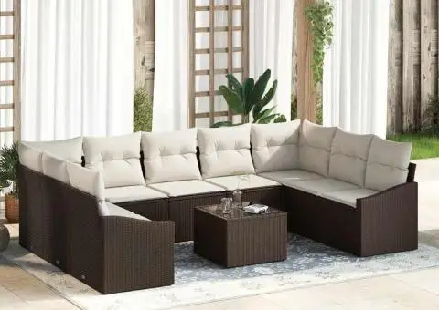 Set canapele grădină cu perne gri din ratan poli - 1/5