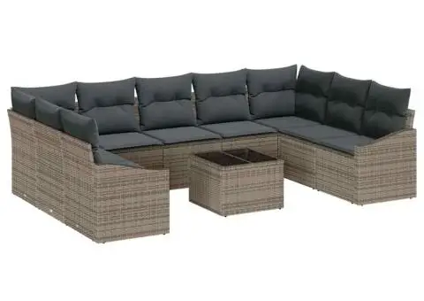 Set de canapea de grădină cu perne Ratan Poli Negru - 2/5