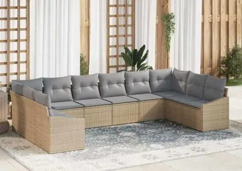 Set de Canapea pentru Grădină cu Perne Bej Ratan Poli - 1/5