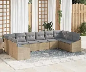vidaXL Set de Canapea pentru Grădină cu Perne Bej Ratan Poli
