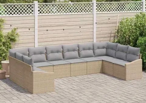 Set de Canapea pentru Grădină cu Perne Bej Ratan Poli - 3/5