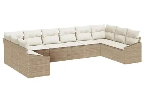 Set canapea grădină 10 piese cu perne Bej Ratan PE - 2/5