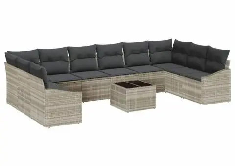 Set de canapea pentru grădină cu perne gri din ratan poli - 2/5