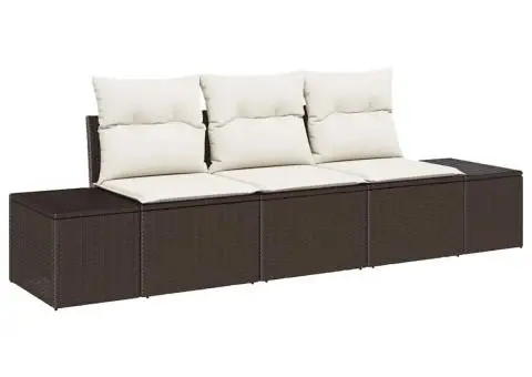 Set de canapea de grădină de 3 bucăți cu perne maro din ratan poli - 2/5