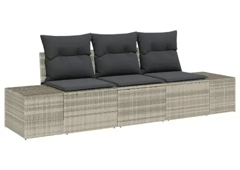 Set canapea grădină 3 piese cu perne gri deschis din ratan poli - 2/5