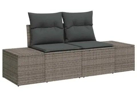 Set canapea grădină 5 piese cu perne gri din poliratan - 4/5