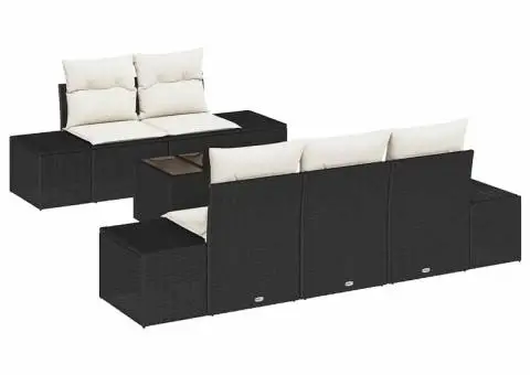 Set de canapea de grădină 6 piese cu perne Negru Poliratan - 2/5