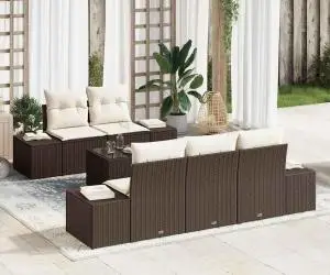 vidaXL Set canapea grădină cu perne, Ratan maro Poli