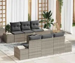 vidaXL Set canapea grădină cu perne gri deschis din rattan