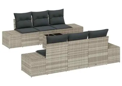 Set canapea grădină cu perne gri deschis din rattan - 2/5