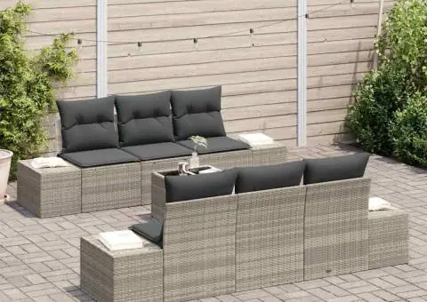 Set canapea grădină cu perne gri deschis din rattan - 3/5