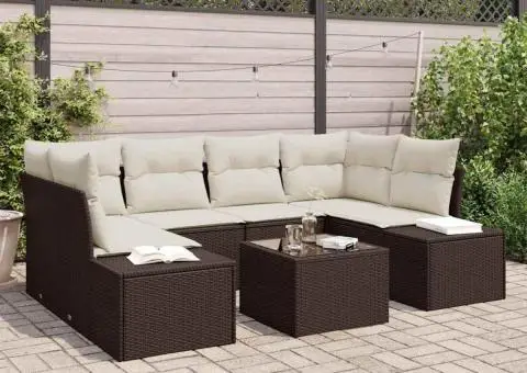 Set canapea grădină cu perne maro ratan poli - 1/5