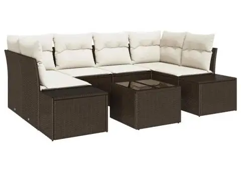 Set canapea grădină cu perne maro ratan poli - 2/5