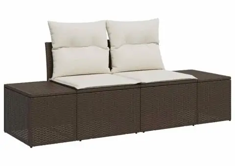 Set canapea grădină cu perne maro ratan poli - 4/5