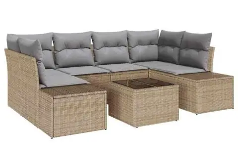 Set de canapele de grădină cu perne bej din ratan poli - 2/5
