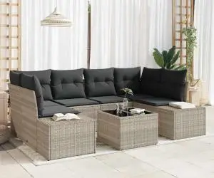 vidaXL Set de Canapea de Grădină cu Perne Gri Deschis Ratan Poli