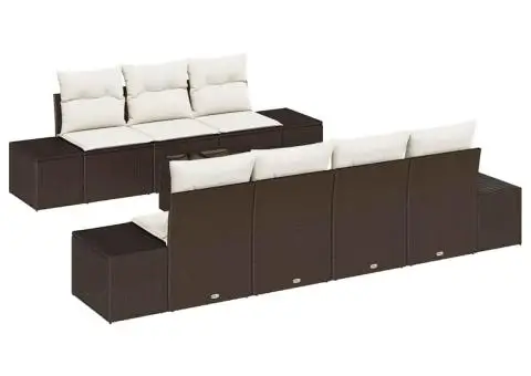 Set canapele grădină 8 piese cu perne maro din ratan poli - 2/5