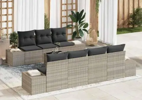 Set de canapea de grădină cu perne gri deschis din ratan polimer - 1/5