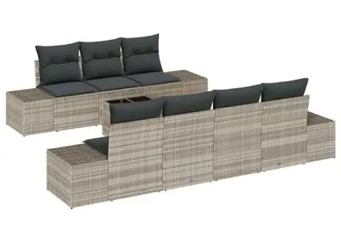 Set de canapea de grădină cu perne gri deschis din ratan polimer - 2/5