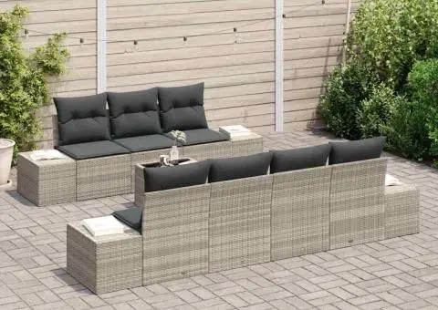 Set de canapea de grădină cu perne gri deschis din ratan polimer - 3/5