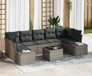 vidaXL Set de Sofa de Grădină cu Perne Gri Poliratan