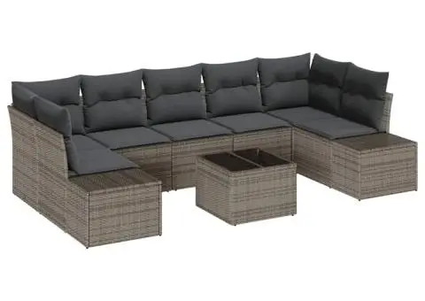 Set de Sofa de Grădină cu Perne Gri Poliratan - 2/5
