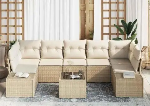 Set canapele grădină cu perne Bej Ratan Poli - 3/5