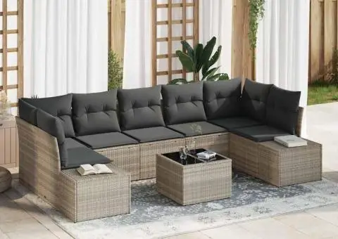 Set de Sofe de Grădină cu Perne Gri deschis Poliratan - 1/5