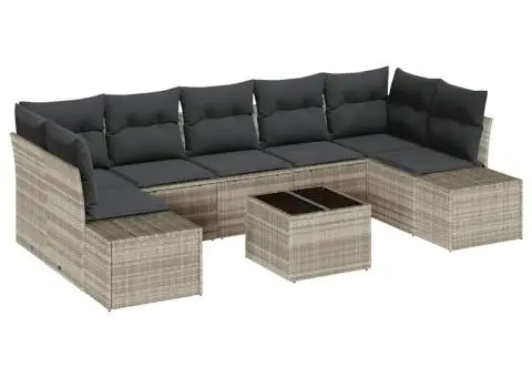 Set de Sofe de Grădină cu Perne Gri deschis Poliratan - 2/5