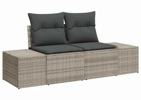 Set de Sofe de Grădină cu Perne Gri deschis Poliratan - 4/5