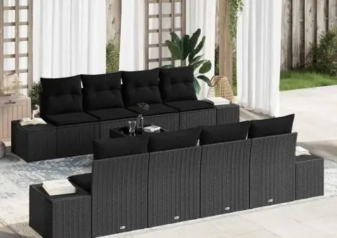 Canapea 6 pcs Negru 294 x 62 x 69 cm poliratan - 1/5