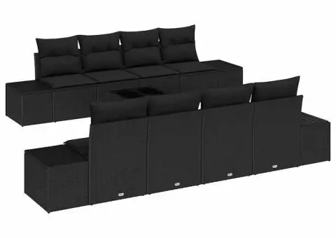 Canapea 6 pcs Negru 294 x 62 x 69 cm poliratan - 2/5