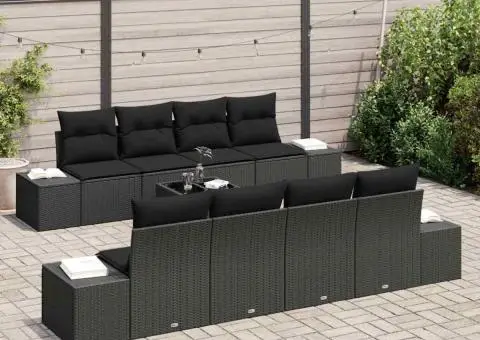 Canapea 6 pcs Negru 294 x 62 x 69 cm poliratan - 3/5