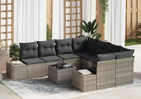 Set de canapea grădină cu perne Gri Ratan Sintetic - 1/5